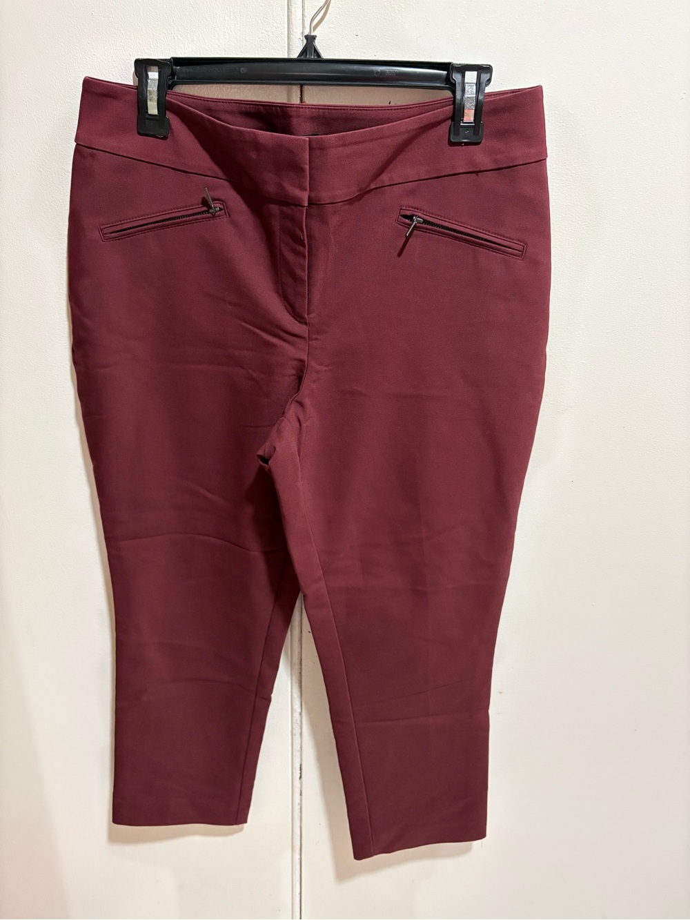 Ann Taylor burgundy ankle Lenght zippered front pockets